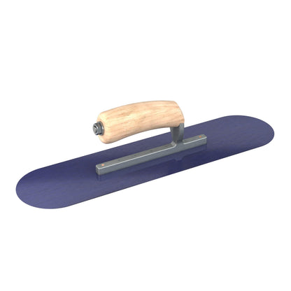 Bon Tool Blue Steel Pool Trowel - Camel Back Wood Handle - RHINOBUILD Bricklaying Tools