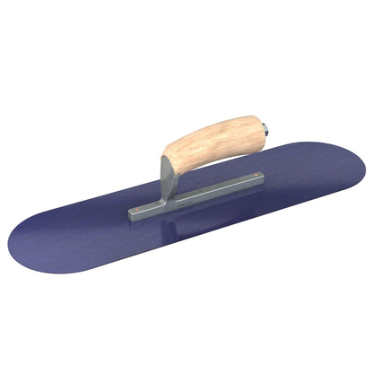 Bon Tool Blue Steel Pool Trowel - Camel Back Wood Handle - RHINOBUILD Bricklaying Tools