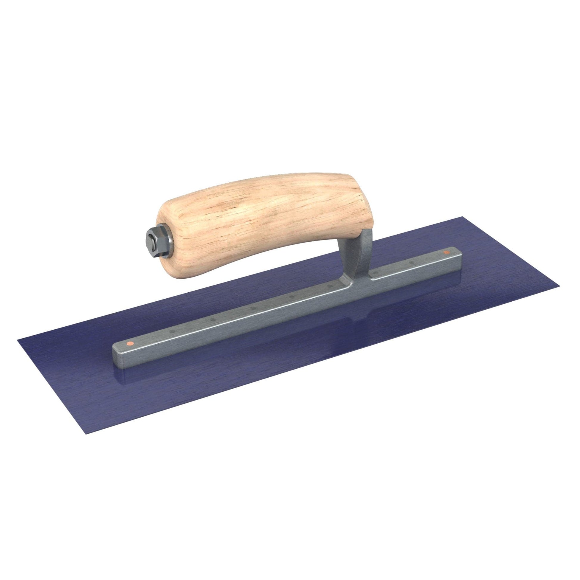 Bon Tool Blue Steel Square End Finish Trowel - Camel Back Wood Handle - RHINOBUILD Bricklaying Tools