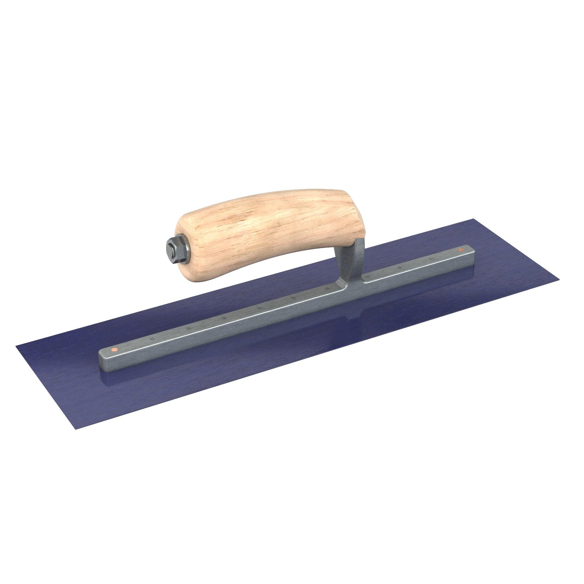 Bon Tool Blue Steel Square End Finish Trowel - Camel Back Wood Handle - RHINOBUILD Bricklaying Tools