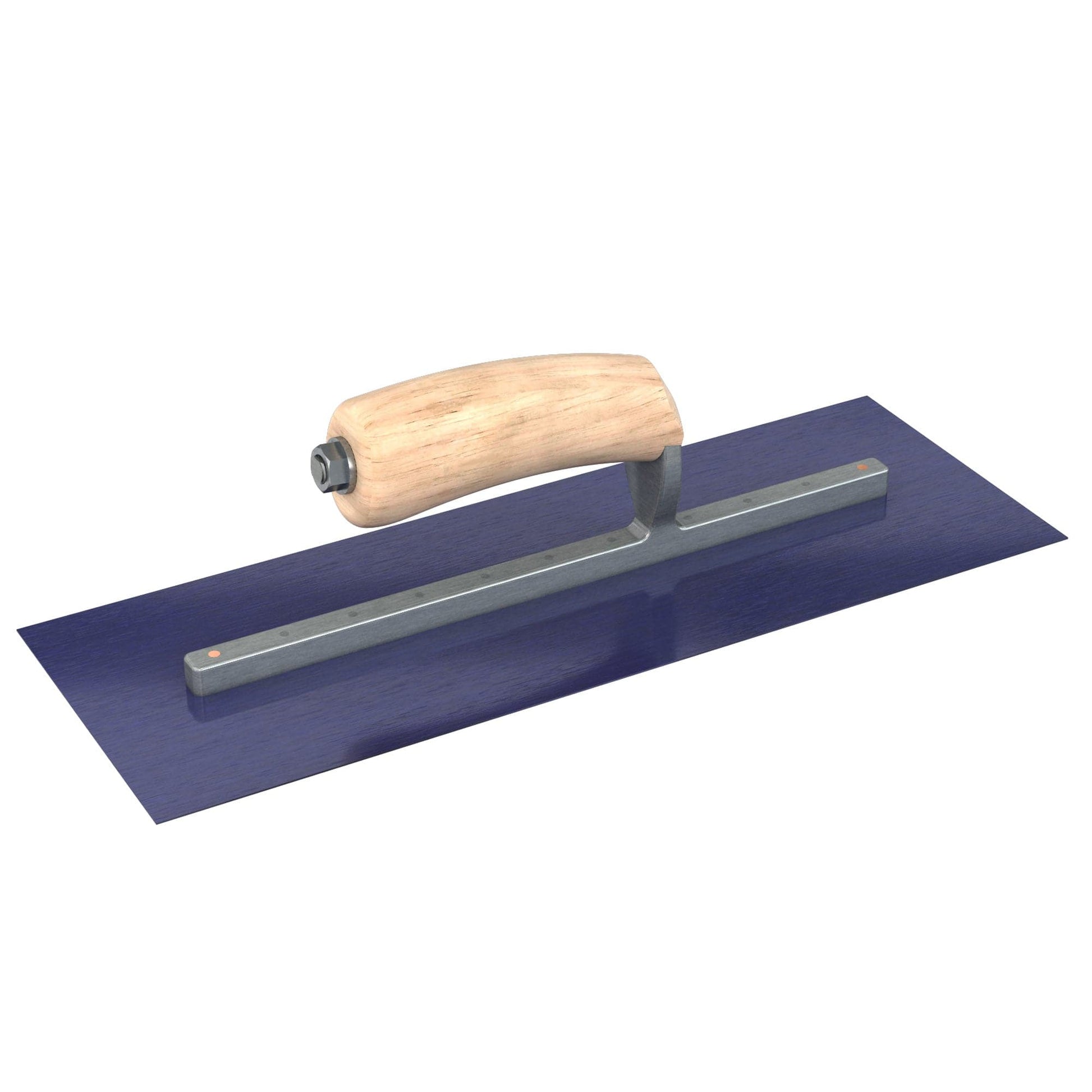 Bon Tool Blue Steel Square End Finish Trowel - Camel Back Wood Handle - RHINOBUILD Bricklaying Tools