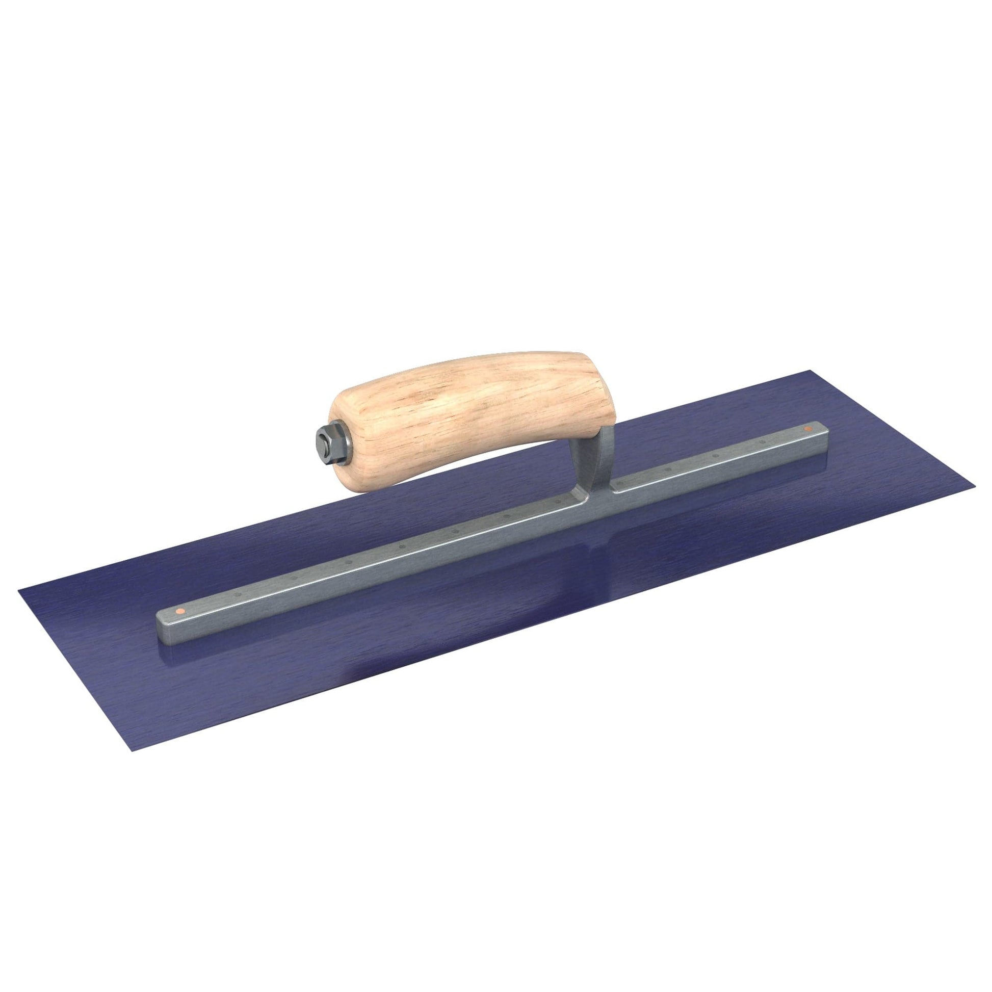 Bon Tool Blue Steel Square End Finish Trowel - Camel Back Wood Handle - RHINOBUILD Bricklaying Tools