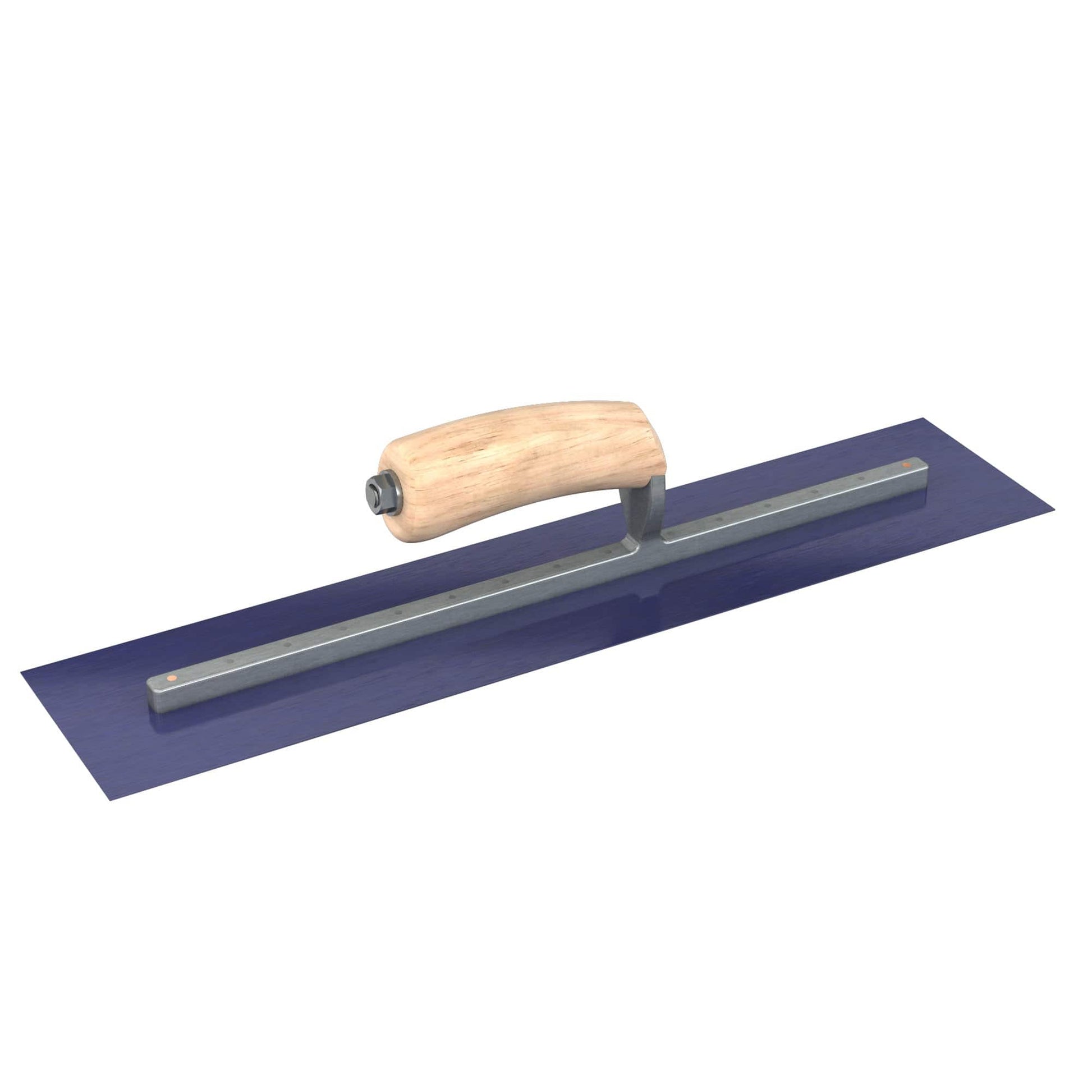 Bon Tool Blue Steel Square End Finish Trowel - Camel Back Wood Handle - RHINOBUILD Bricklaying Tools