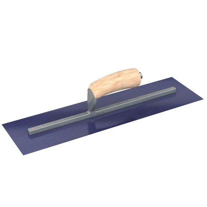 Bon Tool Blue Steel Square End Finish Trowel - Camel Back Wood Handle - RHINOBUILD Bricklaying Tools