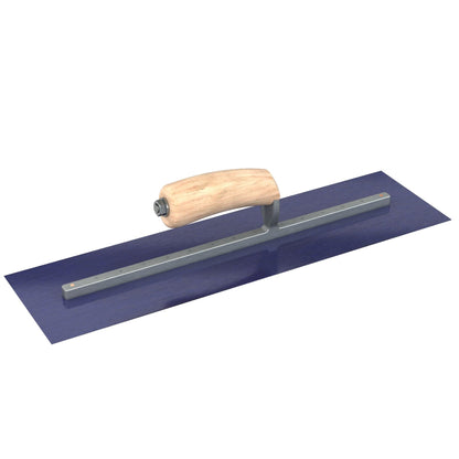 Bon Tool Blue Steel Square End Finish Trowel - Camel Back Wood Handle - RHINOBUILD Bricklaying Tools