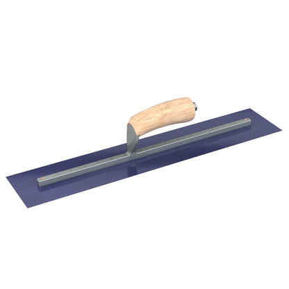 Bon Tool Blue Steel Square End Finish Trowel - Camel Back Wood Handle - RHINOBUILD Bricklaying Tools