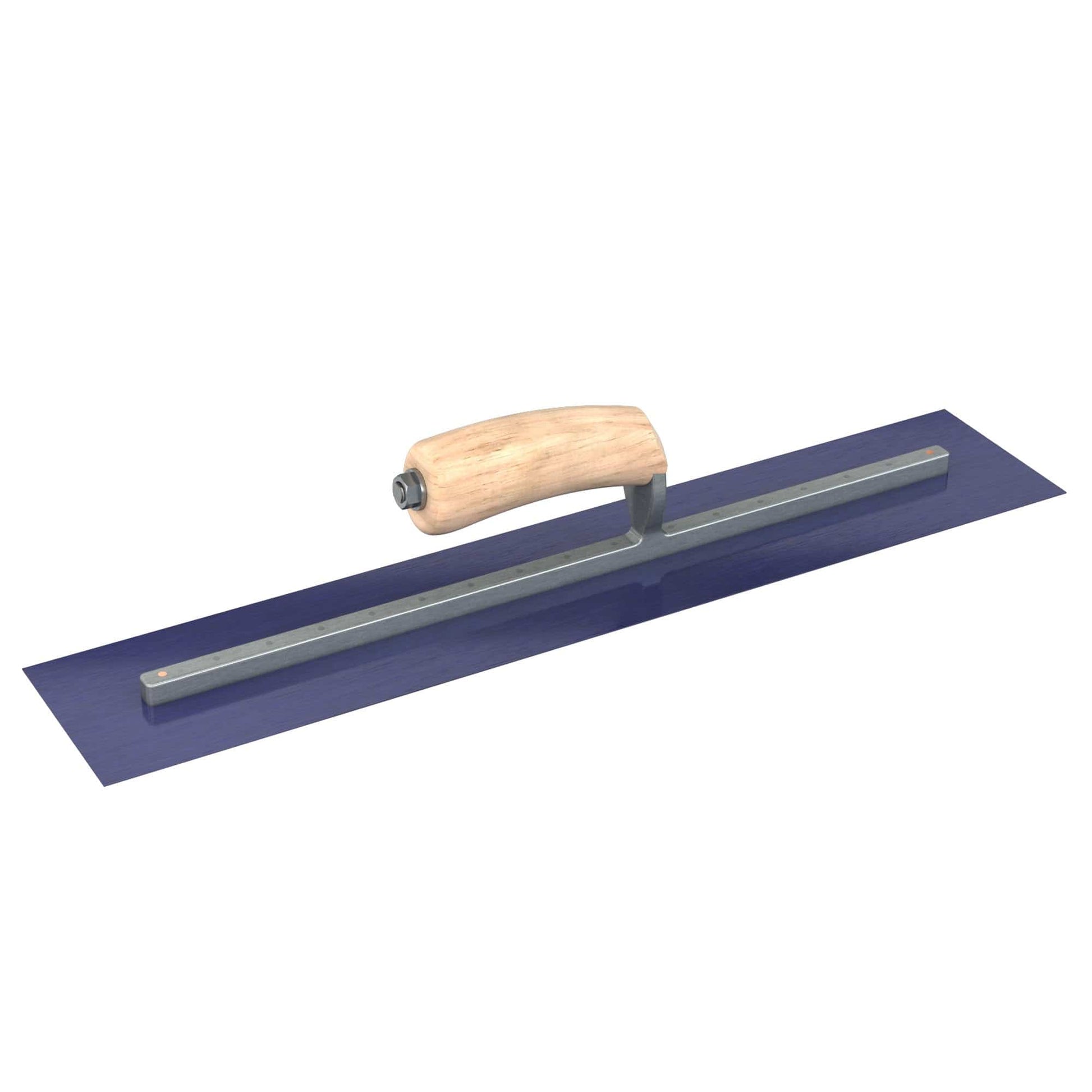 Bon Tool Blue Steel Square End Finish Trowel - Camel Back Wood Handle - RHINOBUILD Bricklaying Tools