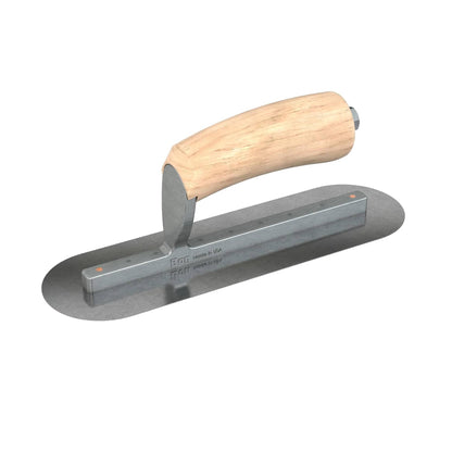 Bon Tool Carbon Steel Round End Finish Trowel - Camel Back Wood Handle - RHINOBUILD Bricklaying Tools