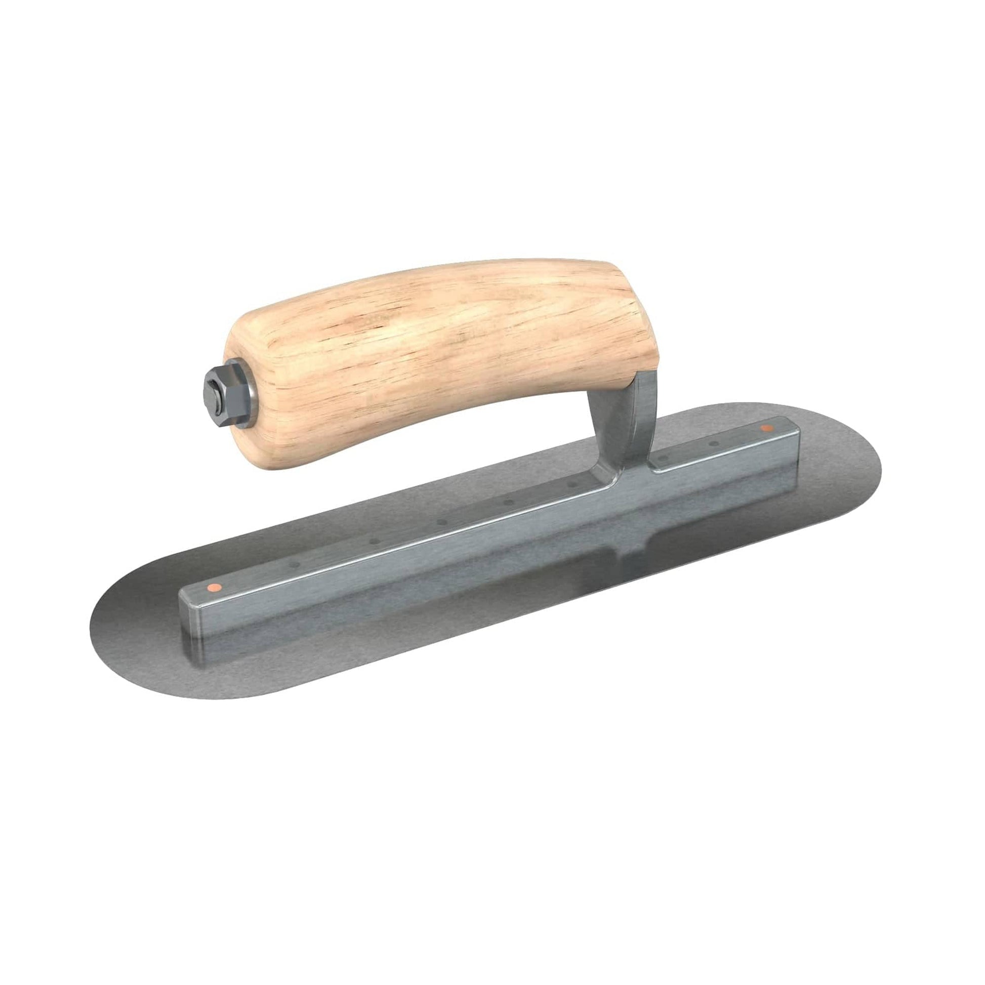 Bon Tool Carbon Steel Round End Finish Trowel - Camel Back Wood Handle - RHINOBUILD Bricklaying Tools