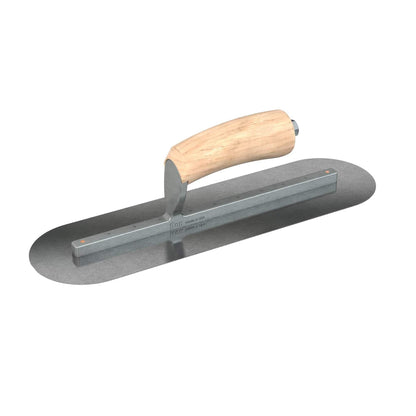 Bon Tool Carbon Steel Round End Finish Trowel - Camel Back Wood Handle - RHINOBUILD Bricklaying Tools