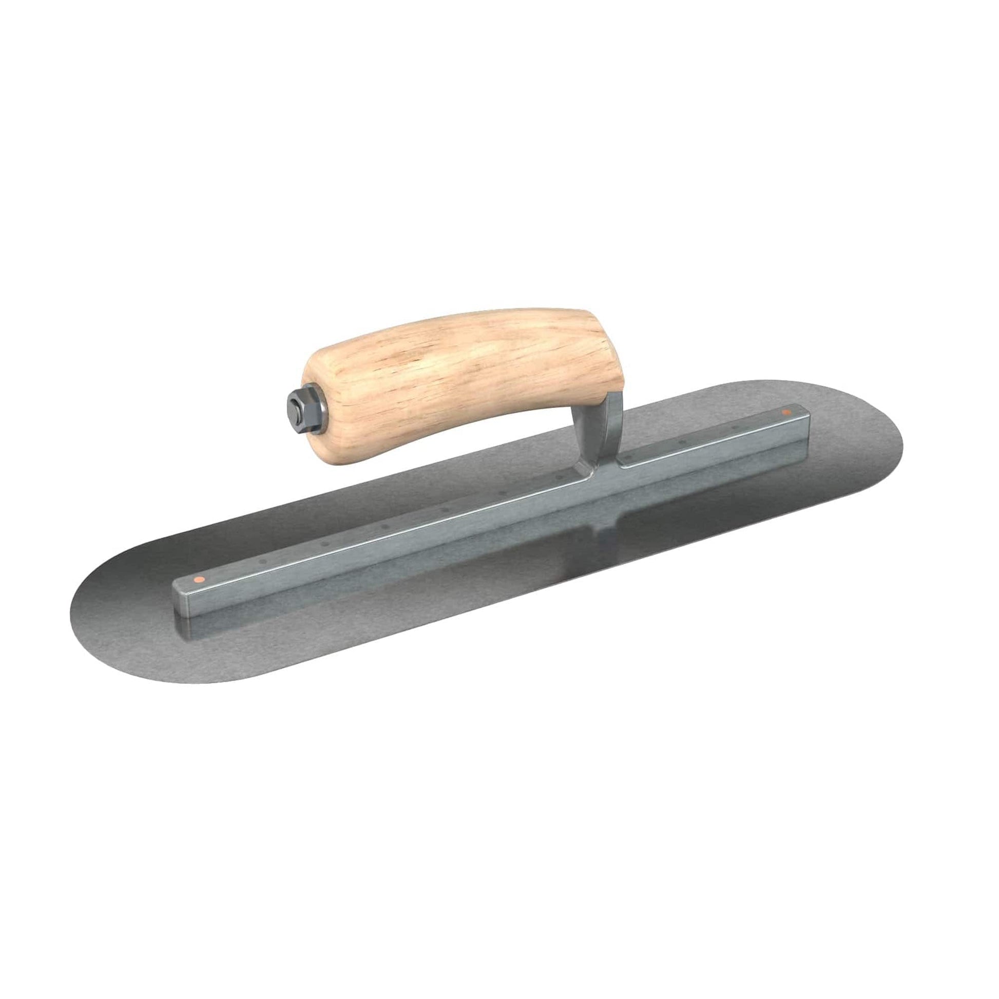 Bon Tool Carbon Steel Round End Finish Trowel - Camel Back Wood Handle - RHINOBUILD Bricklaying Tools