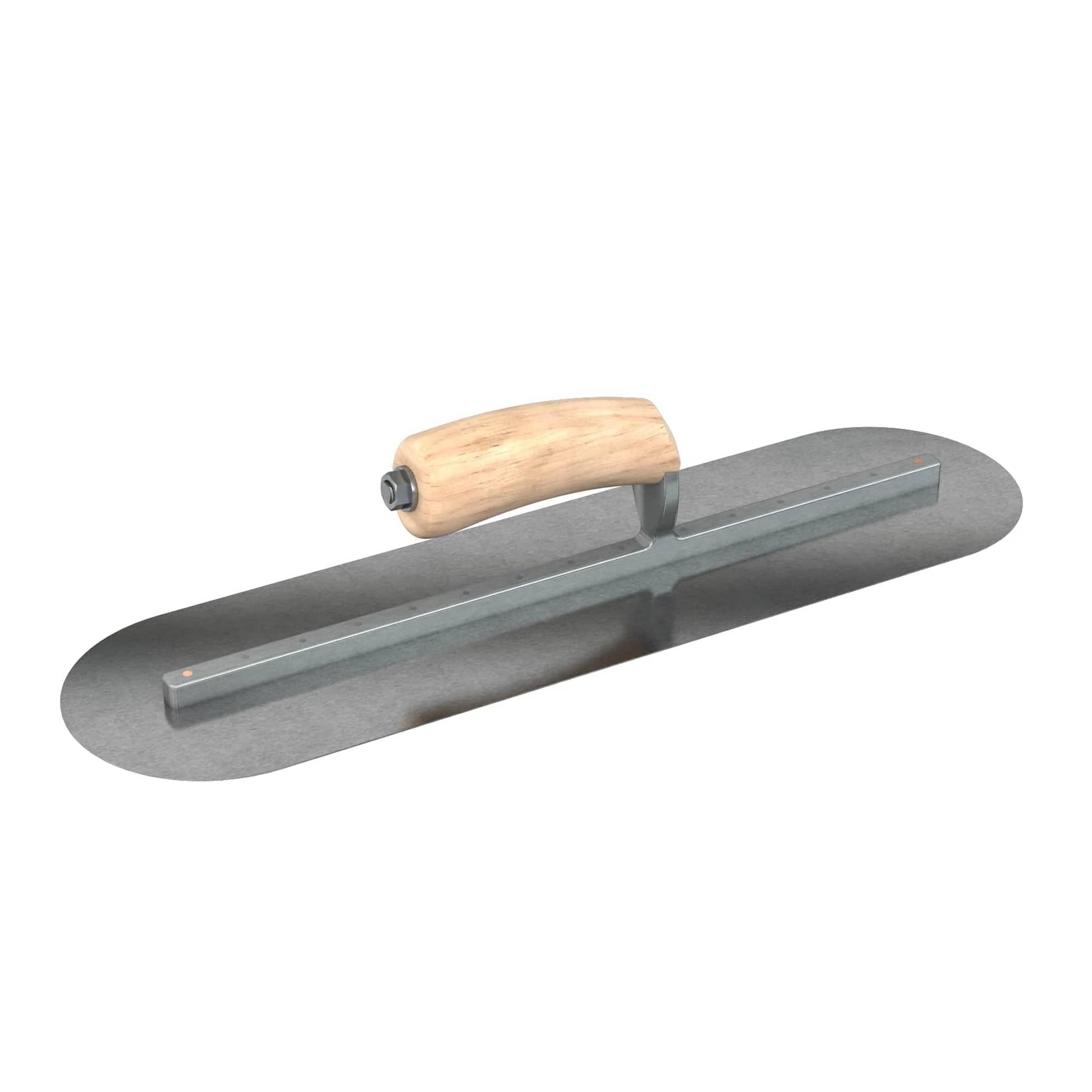Bon Tool Carbon Steel Round End Finish Trowel - Camel Back Wood Handle - RHINOBUILD Bricklaying Tools