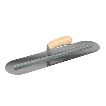 Bon Tool Carbon Steel Round End Finish Trowel - Camel Back Wood Handle - RHINOBUILD Bricklaying Tools