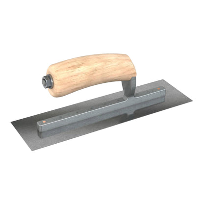 Bon Tool Carbon Steel Square End Finish Trowel - Camel Back Wood Handle - RHINOBUILD Bricklaying Tools