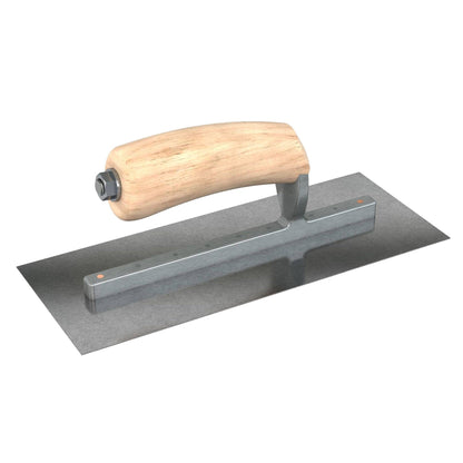 Bon Tool Carbon Steel Square End Finish Trowel - Camel Back Wood Handle - RHINOBUILD Bricklaying Tools