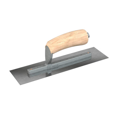 Bon Tool Carbon Steel Square End Finish Trowel - Camel Back Wood Handle - RHINOBUILD Bricklaying Tools