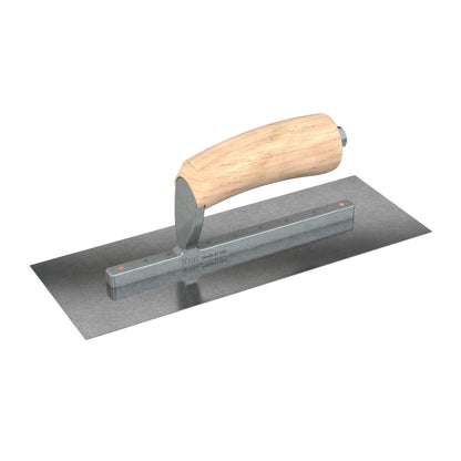 Bon Tool Carbon Steel Square End Finish Trowel - Camel Back Wood Handle - RHINOBUILD Bricklaying Tools
