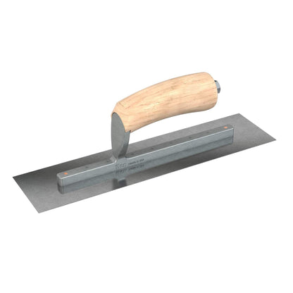 Bon Tool Carbon Steel Square End Finish Trowel - Camel Back Wood Handle - RHINOBUILD Bricklaying Tools