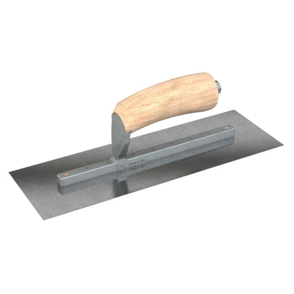 Bon Tool Carbon Steel Square End Finish Trowel - Camel Back Wood Handle - RHINOBUILD Bricklaying Tools