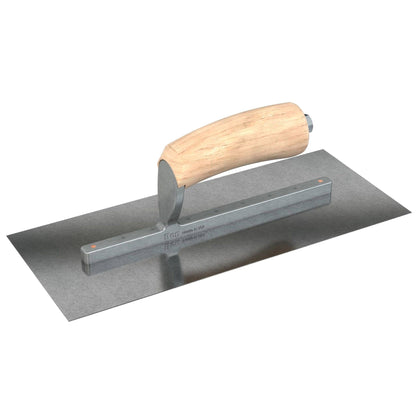 Bon Tool Carbon Steel Square End Finish Trowel - Camel Back Wood Handle - RHINOBUILD Bricklaying Tools