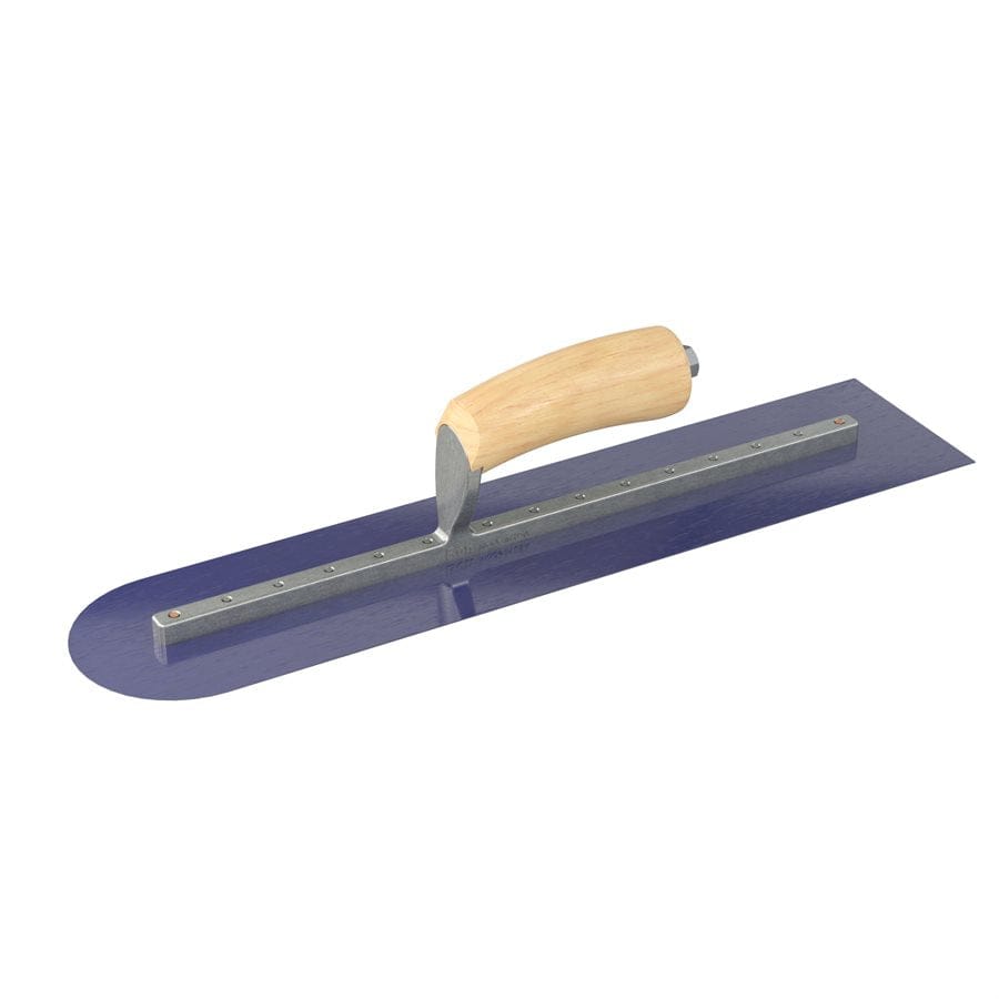 Bon Tool Blue Steel Square/Round Trowel - Camel Back Wood Handle - RHINOBUILD Bricklaying Tools