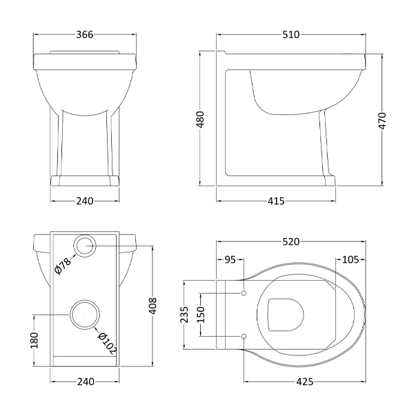 Fitzroy Comfort Height Back To Wall Pan - Bayswater