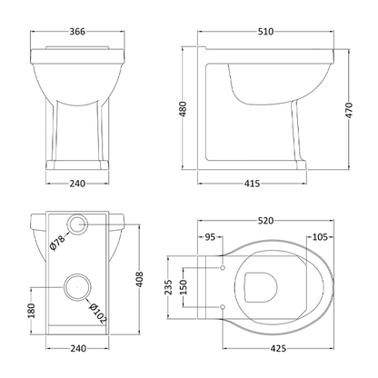 Fitzroy Comfort Height Back To Wall Pan - Bayswater