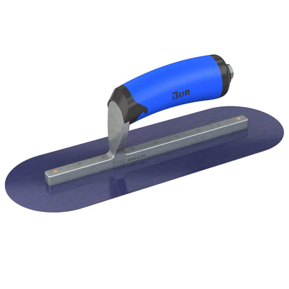 Bon Tool Blue Steel Round End Finish Trowel - Comfort Wave Handle - RHINOBUILD Bricklaying Tools