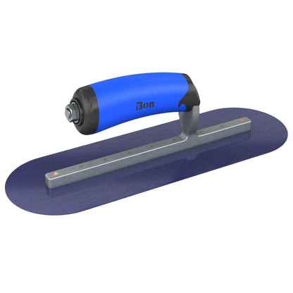 Bon Tool Blue Steel Round End Finish Trowel - Comfort Wave Handle - RHINOBUILD Bricklaying Tools