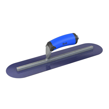 Bon Tool Blue Steel Round End Finish Trowel - Comfort Wave Handle - RHINOBUILD Bricklaying Tools