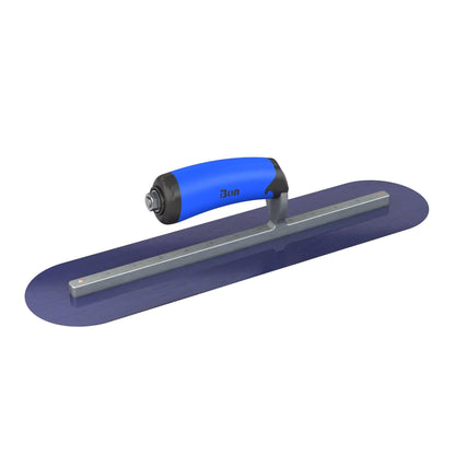 Bon Tool Blue Steel Round End Finish Trowel - Comfort Wave Handle - RHINOBUILD Bricklaying Tools