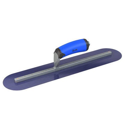 Bon Tool Blue Steel Round End Finish Trowel - Comfort Wave Handle - RHINOBUILD Bricklaying Tools