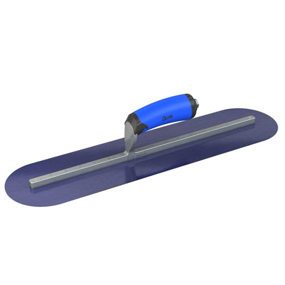 Bon Tool Blue Steel Round End Finish Trowel - Comfort Wave Handle - RHINOBUILD Bricklaying Tools