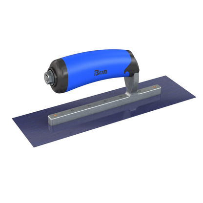 Bon Tool Blue Steel Square End Finish Trowel - Camel Back Wood Handle - RHINOBUILD Bricklaying Tools