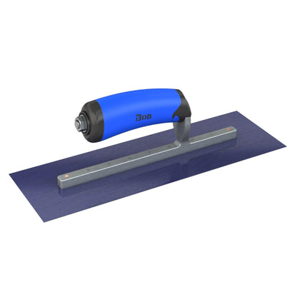 Bon Tool Blue Steel Square End Finish Trowel - Camel Back Wood Handle - RHINOBUILD Bricklaying Tools