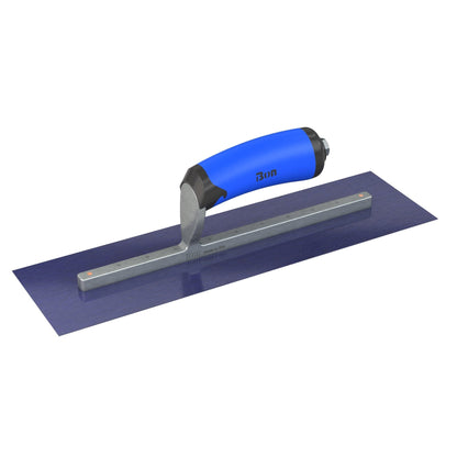 Bon Tool Blue Steel Square End Finish Trowel - Camel Back Wood Handle - RHINOBUILD Bricklaying Tools