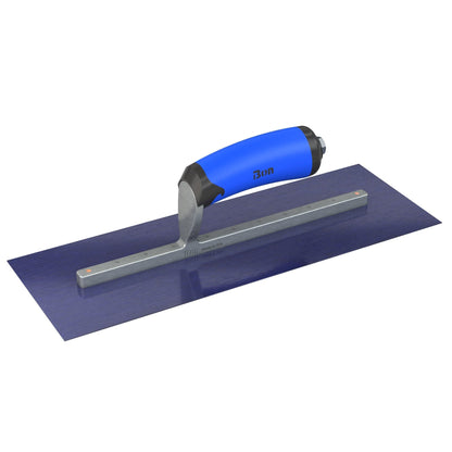 Bon Tool Blue Steel Square End Finish Trowel - Camel Back Wood Handle - RHINOBUILD Bricklaying Tools