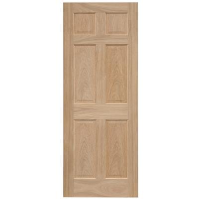 6 Panel Oak Unfinished Internal Door - All Sizes - Doors4less