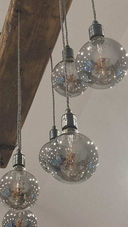 Chunky Wooden Beam Chandelier | Large Kitchen Island & Dining Lighting UK