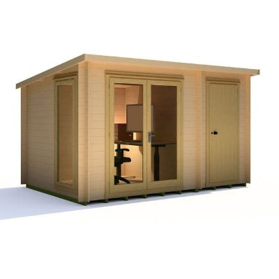 Shire Walsoken Log Cabin inc Side Shed - 8ft x 12ft - Shire