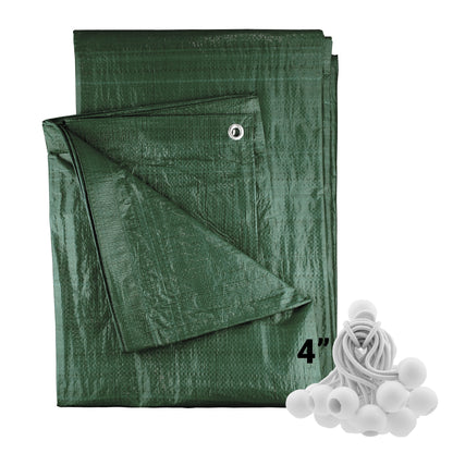 Green M-Grade Tarpaulin with 20 x 4" Bungee Balls (White) - Best4Trade-Retail Tarpaulins