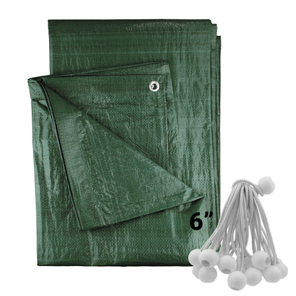Green M-Grade Tarpaulin with 20 x 6" Bungee Balls (White) - Best4Trade-Retail Tarpaulins
