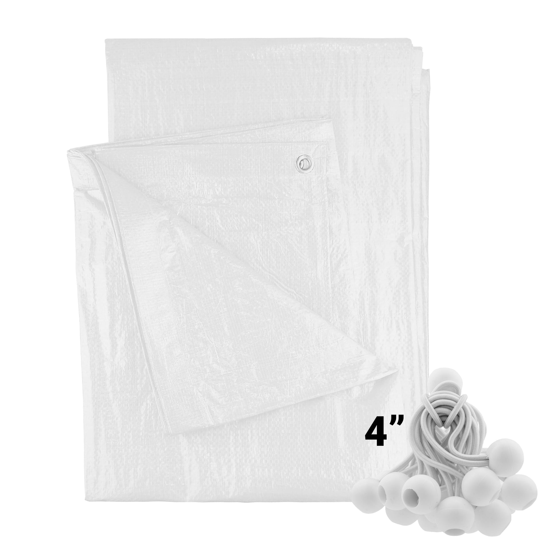 White M-Grade Tarpaulin with 20 x 4" Bungee Balls (White) - Best4Trade-Retail Tarpaulins