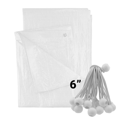 White M-Grade Tarpaulin with 20 x 6" Bungee Balls (White) - Best4Trade-Retail Tarpaulins
