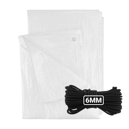 White M-Grade Tarpaulin with 10 Metres of 6mm Bungee Rope - Best4Trade-Retail Tarpaulins