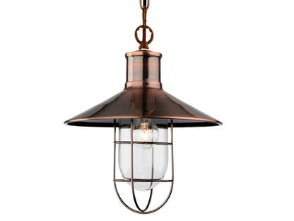 Rustic Maritime Antique Copper Fisherman's Pendant Light Fixture