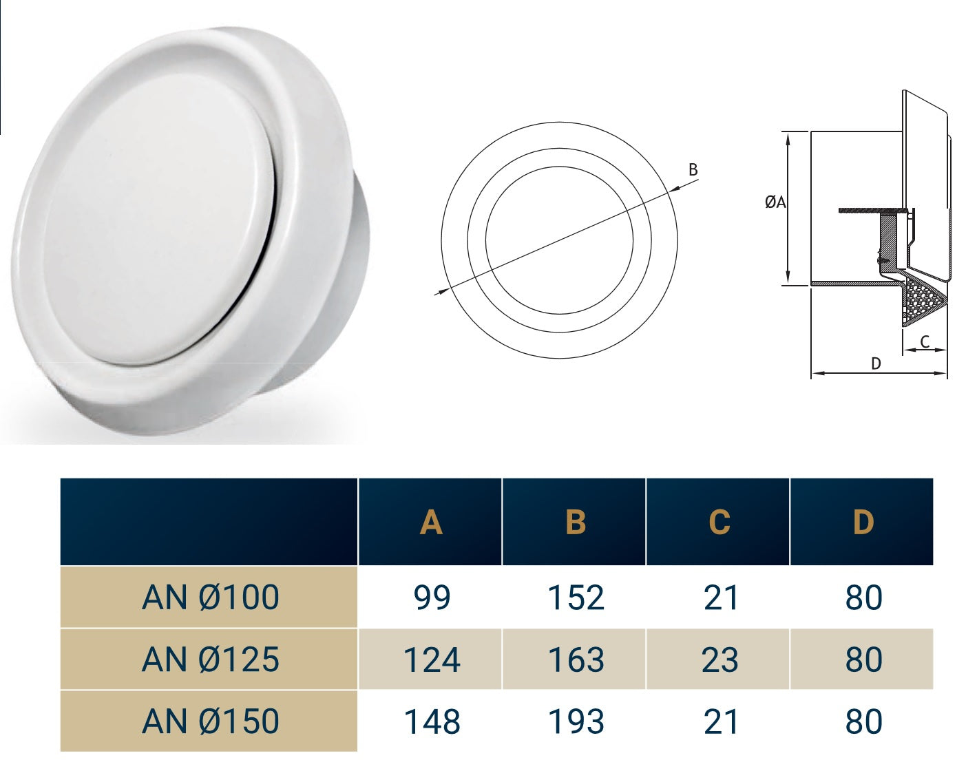 White ABS Extract Ceiling Valve 100mm - Best4Trade-Retail