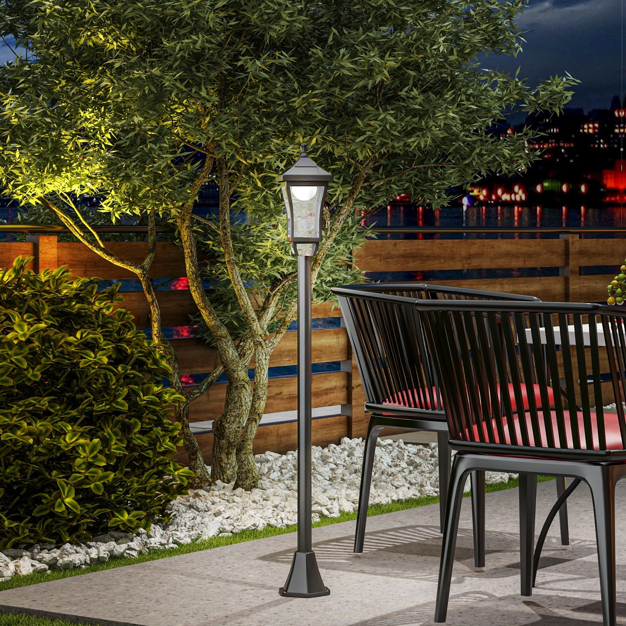 Outsunny 1.3 m Garden Lamp Post Light, LED Outdoor Solar Post Lights ...