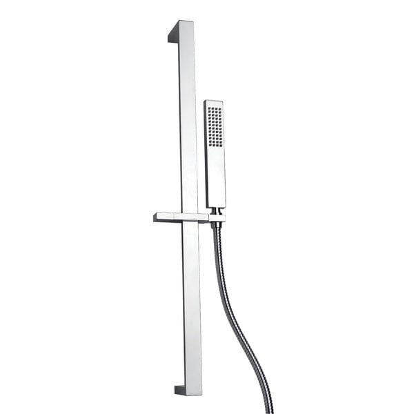 Alto Square Chrome Slide Rail Kit w/Hand Shower and 700mm Double Seam Hose - Aqua Bathrooms