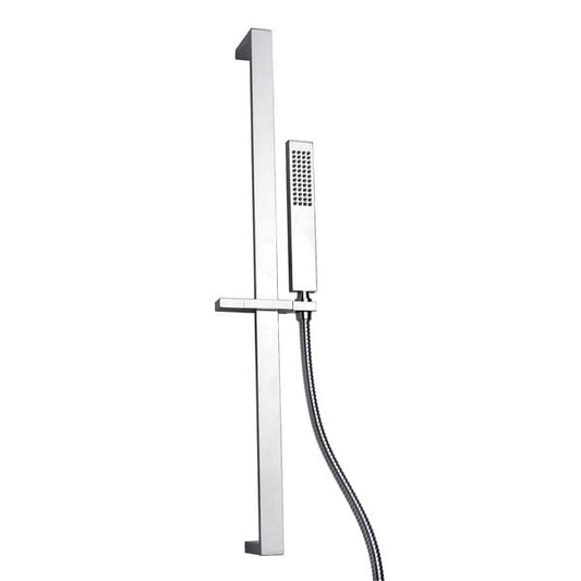 Alto Square Chrome Slide Rail Kit w/Hand Shower and 700mm Double Seam Hose - Aqua Bathrooms